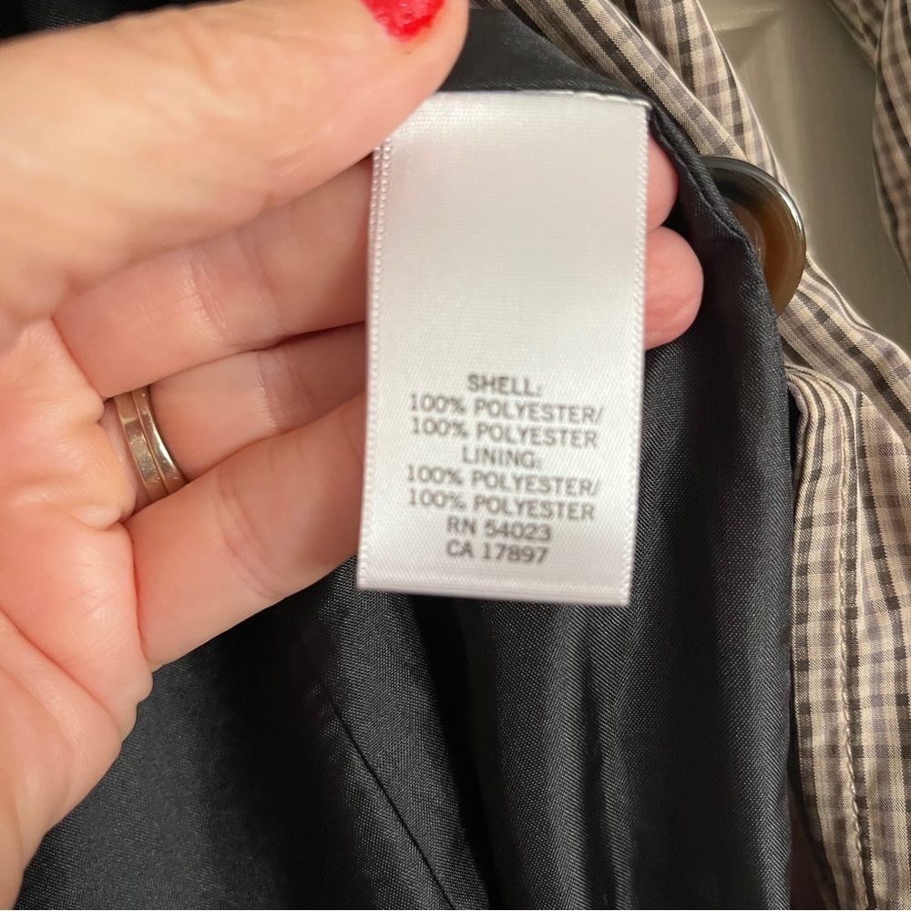 Banana Republic Checkered Neutral Plaid Tan Trench Coat - Picture 12 of 14